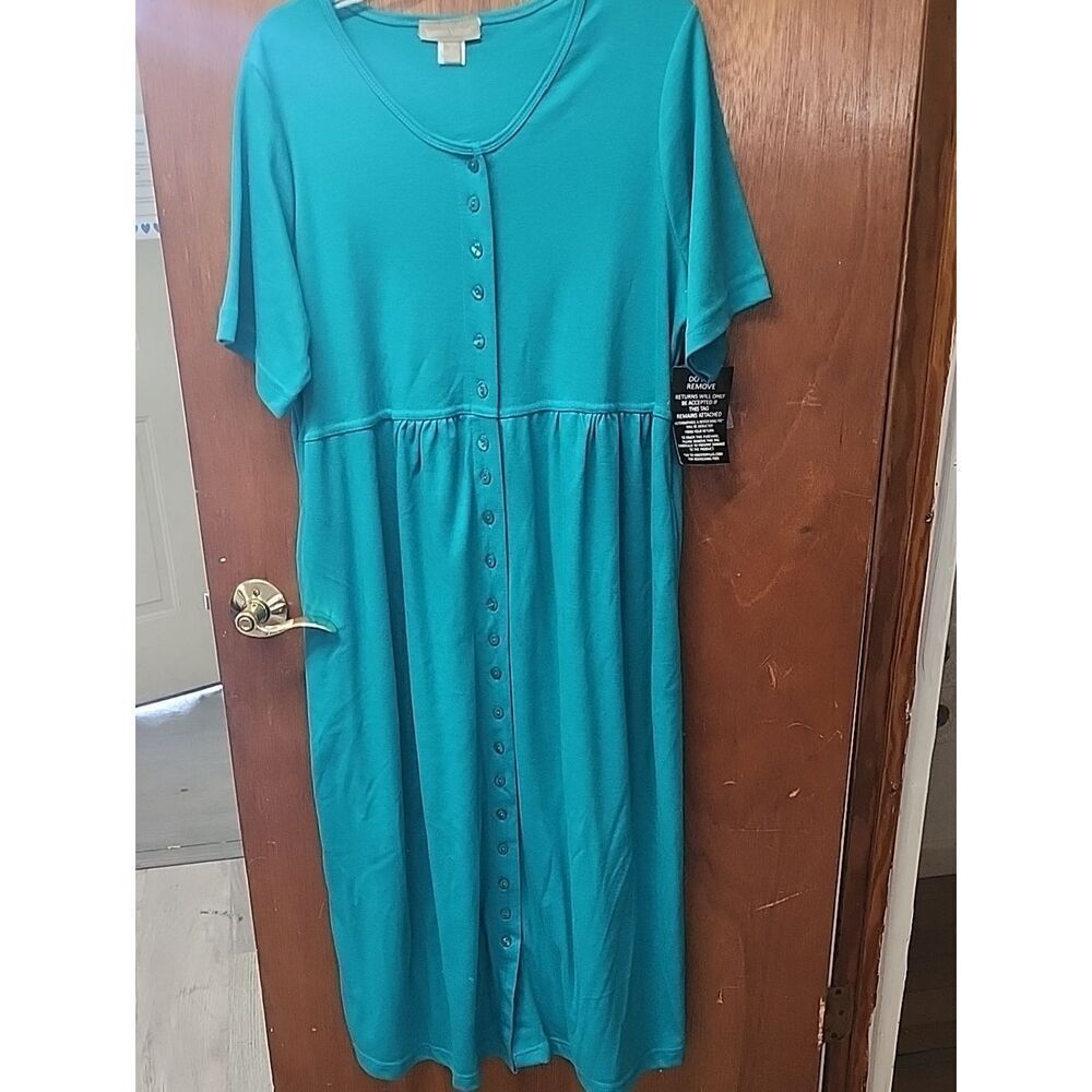 Woman Within Teal Button-Front Maxi Dress